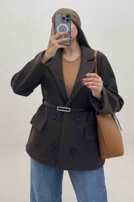 کت فوتر یقه انگلیسی آستردار کمربند چرم