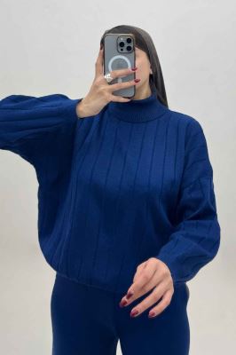 ست بلوز یقه اسکی و شلوار بافت