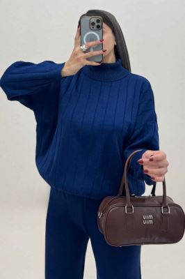 ست بلوز یقه اسکی و شلوار بافت