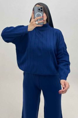 ست بلوز یقه اسکی و شلوار بافت