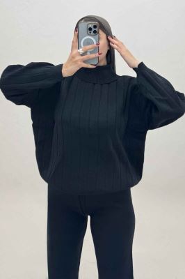 ست بلوز یقه اسکی و شلوار بافت