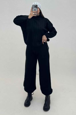 ست بلوز یقه اسکی و شلوار بافت