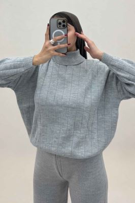 ست بلوز یقه اسکی و شلوار بافت