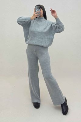 ست بلوز یقه اسکی و شلوار بافت