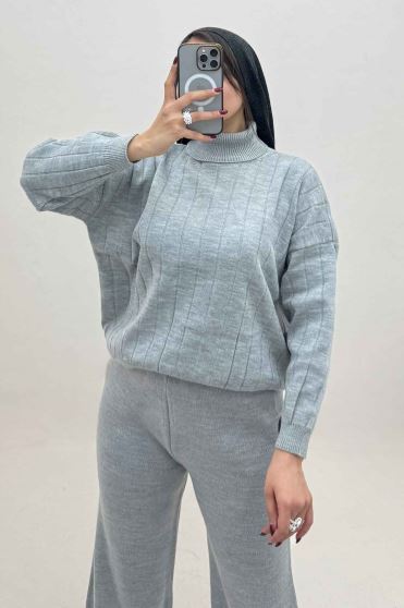 ست بلوز یقه اسکی و شلوار بافت