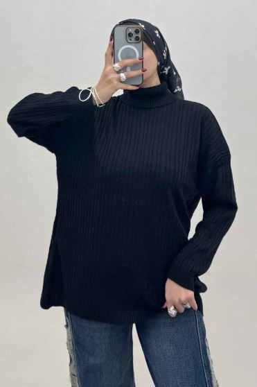 تونیک بافت مارپیچ یقه اسکی