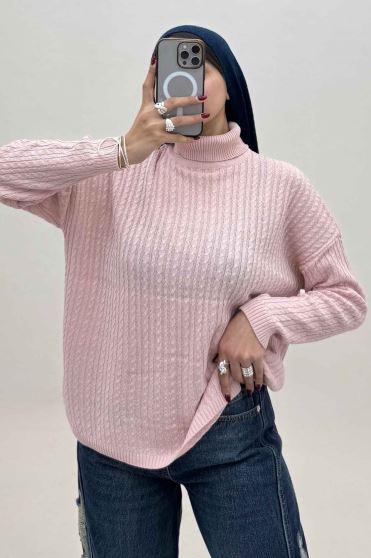 تونیک بافت مارپیچ یقه اسکی