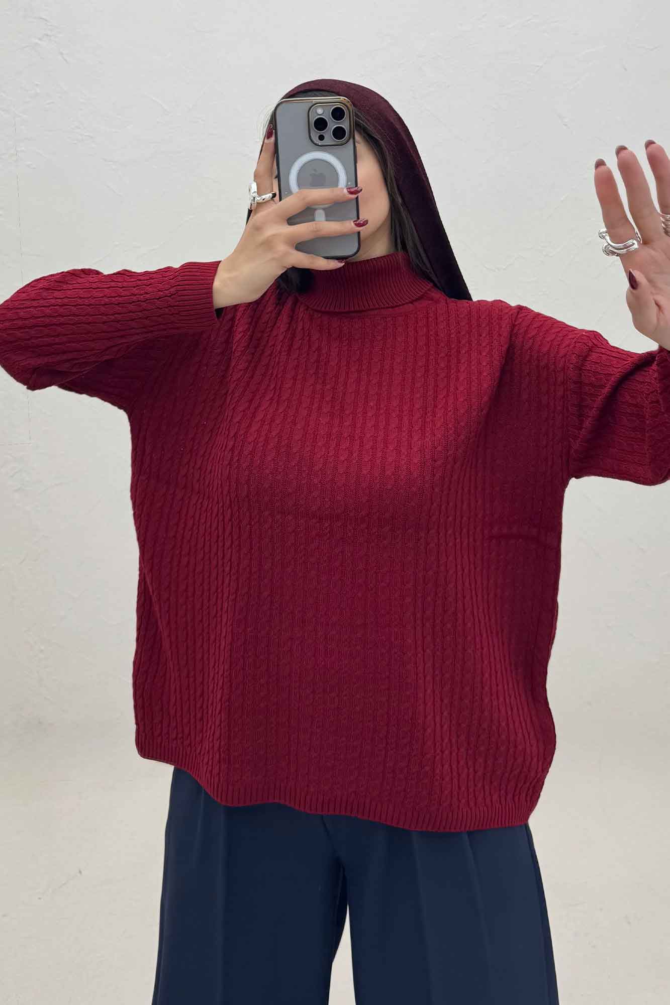 تونیک بافت مارپیچ یقه اسکی