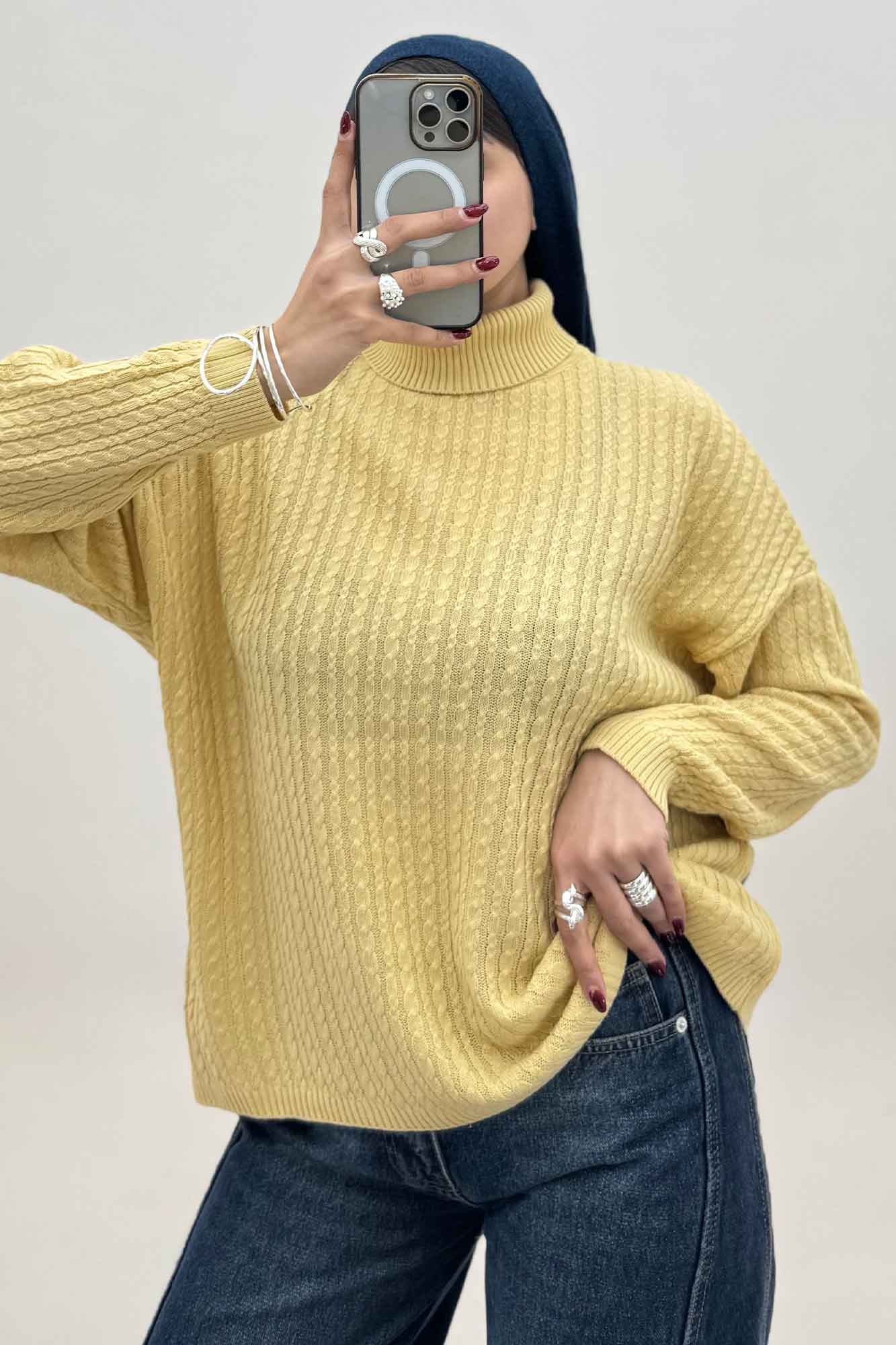 تونیک بافت مارپیچ یقه اسکی