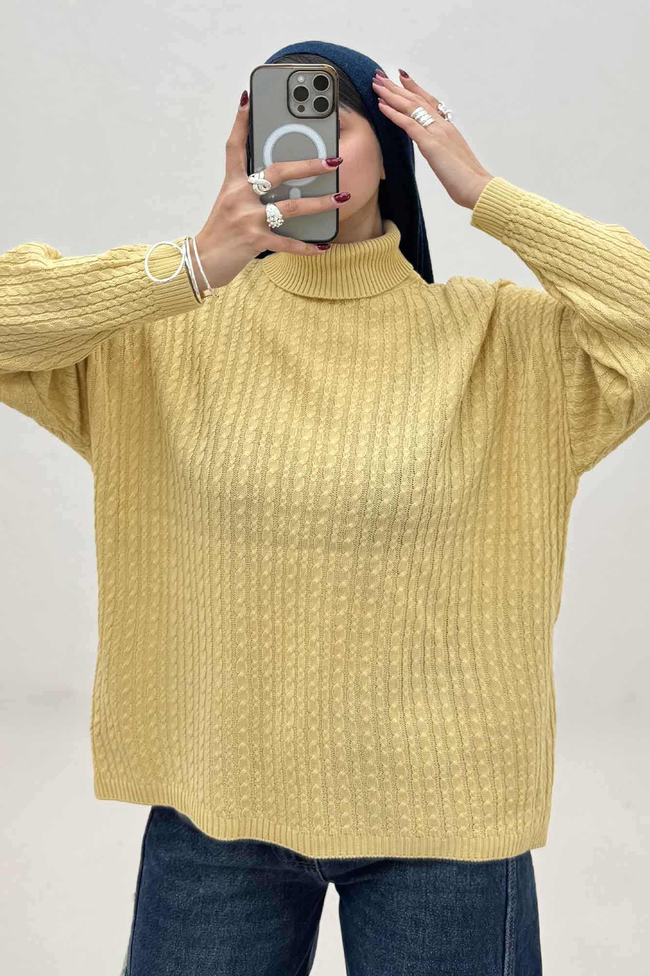 تونیک بافت مارپیچ یقه اسکی