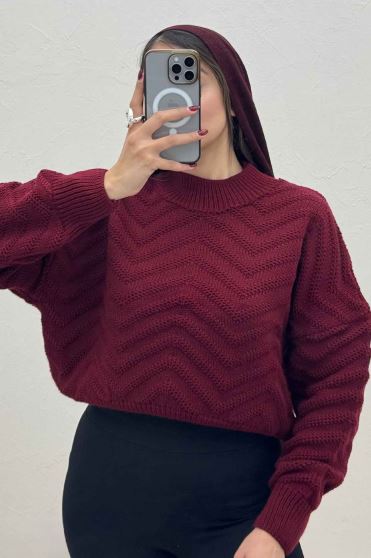 بلوز بافت یقه سه سانت طرح زیگزاگ کد 511