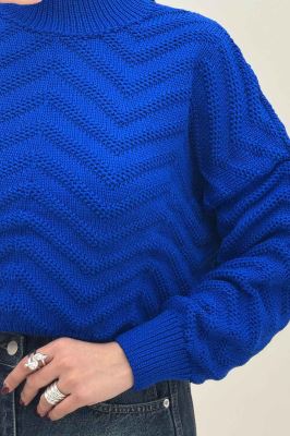 بلوز بافت یقه سه سانت طرح زیگزاگ کد 511