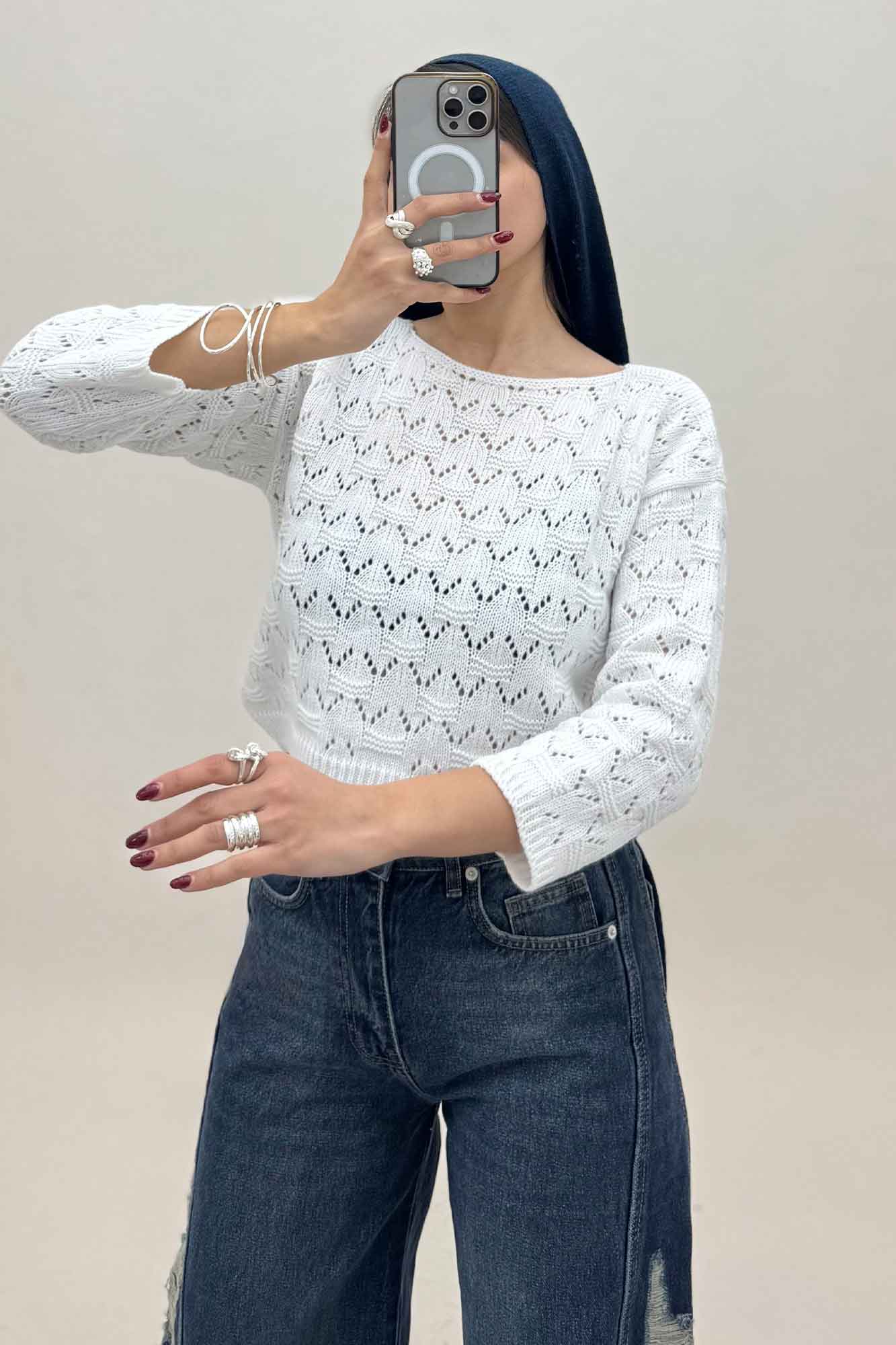 بلوز بافت طرح دار کد 126