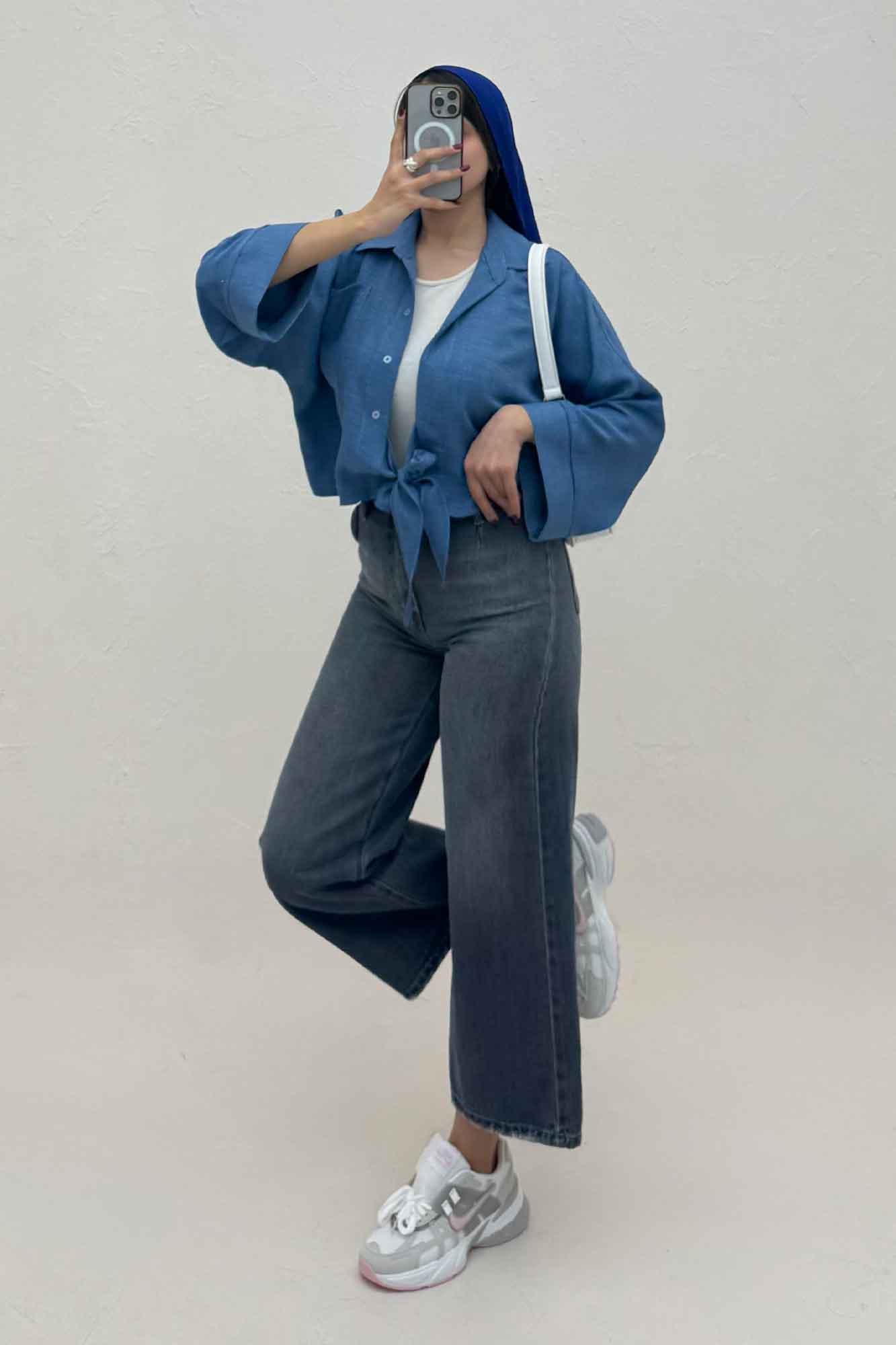 شومیز شانتون پایین گره تک جیب