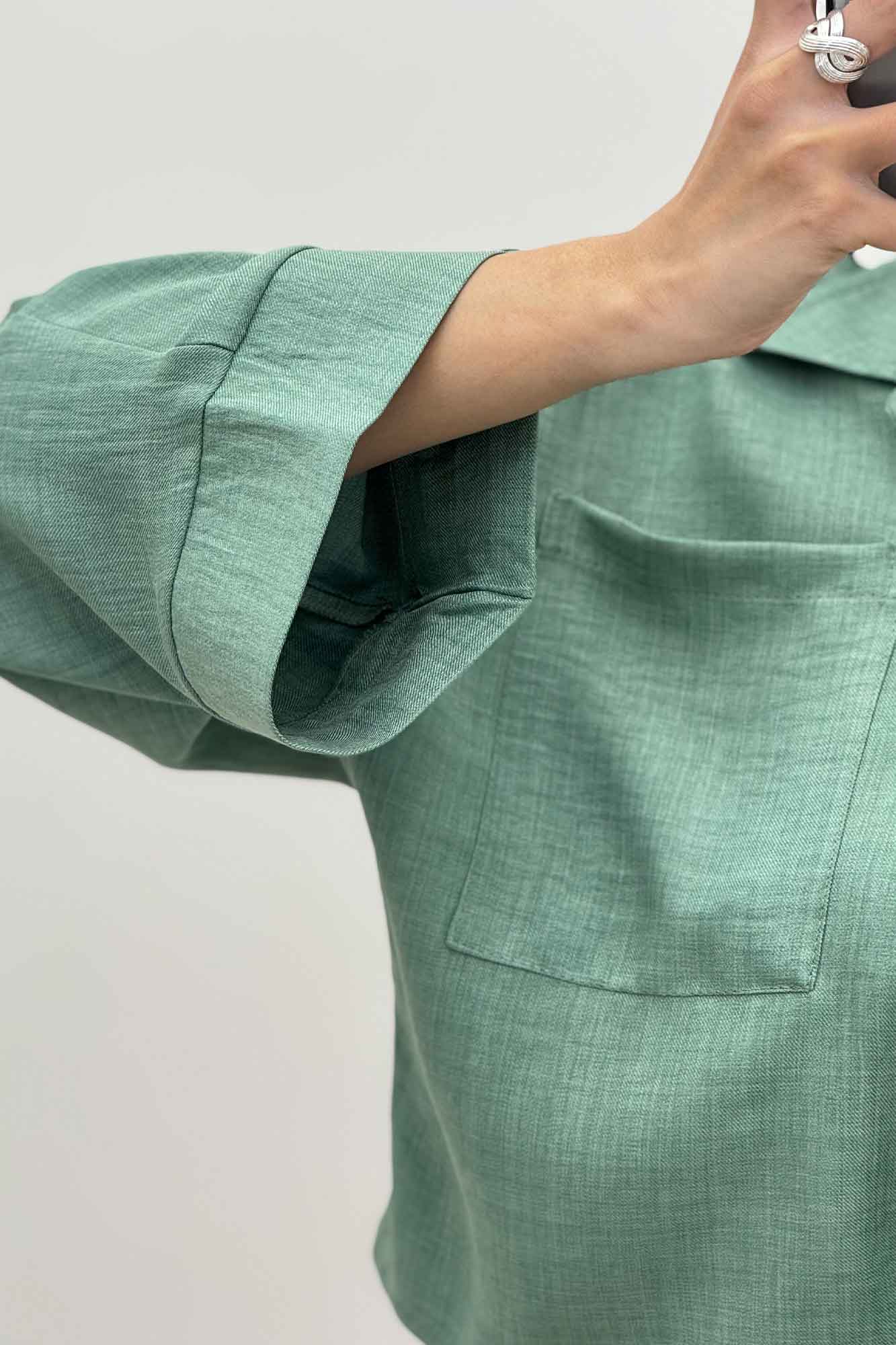 شومیز شانتون پایین گره تک جیب