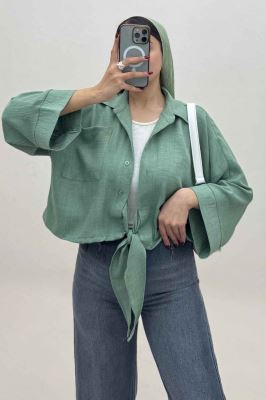 شومیز شانتون پایین گره تک جیب