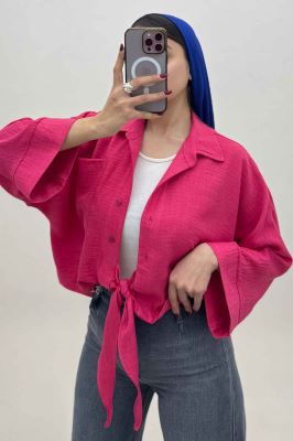 شومیز شانتون پایین گره تک جیب