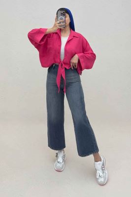 شومیز شانتون پایین گره تک جیب