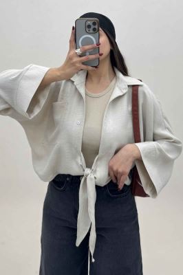 شومیز شانتون پایین گره تک جیب