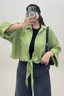 شومیز شانتون پایین گره تک جیب