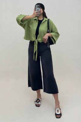 شومیز شانتون پایین گره تک جیب