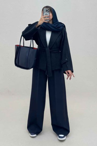 کت فوتر کشمیر کمربنددار