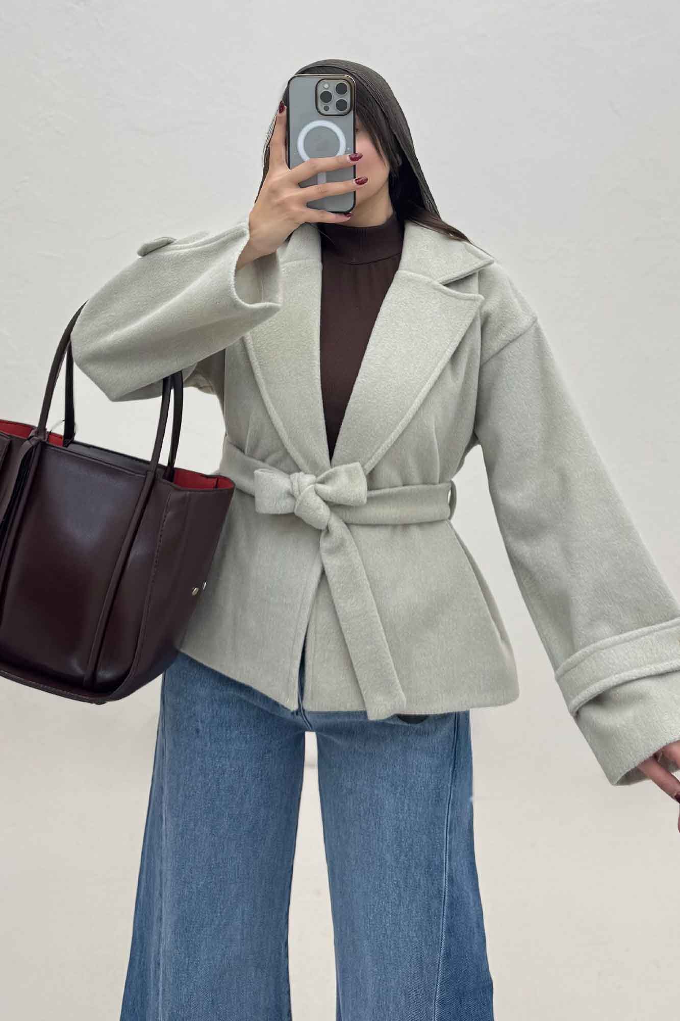 کت فوتر کشمیر کمربنددار