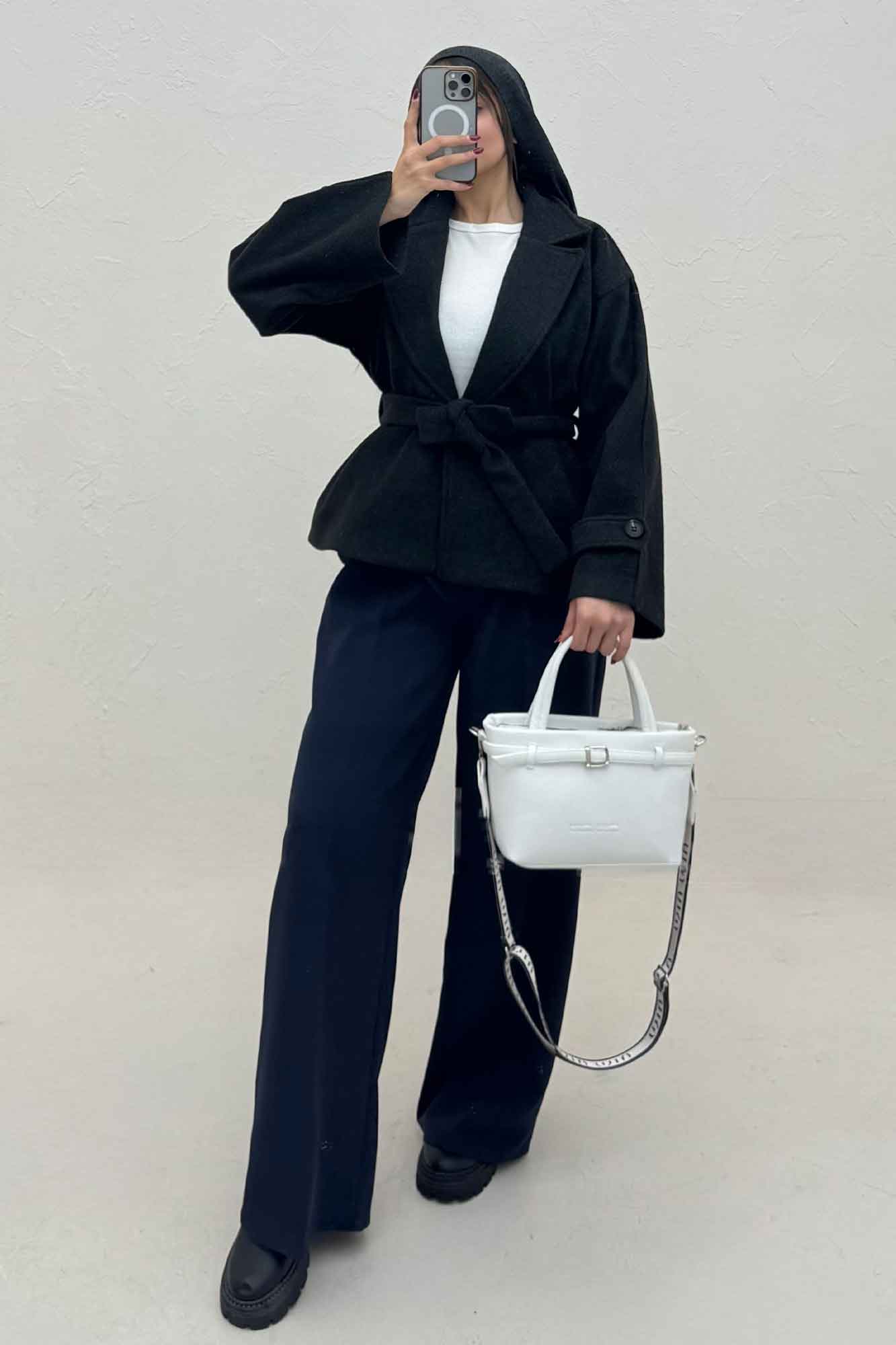 کت فوتر کشمیر کمربنددار