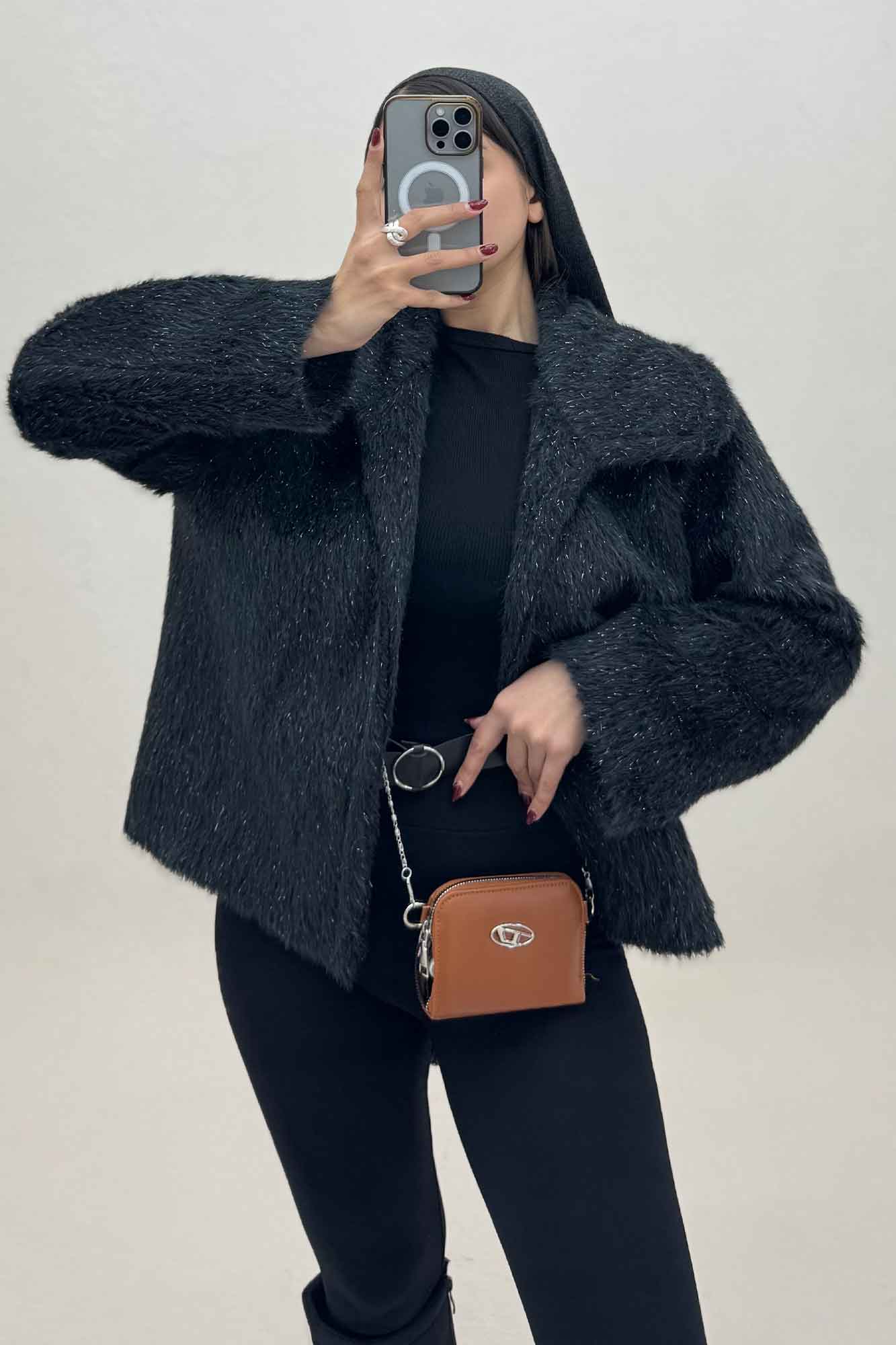 کت خز شاینی آستردار یقه آرشال