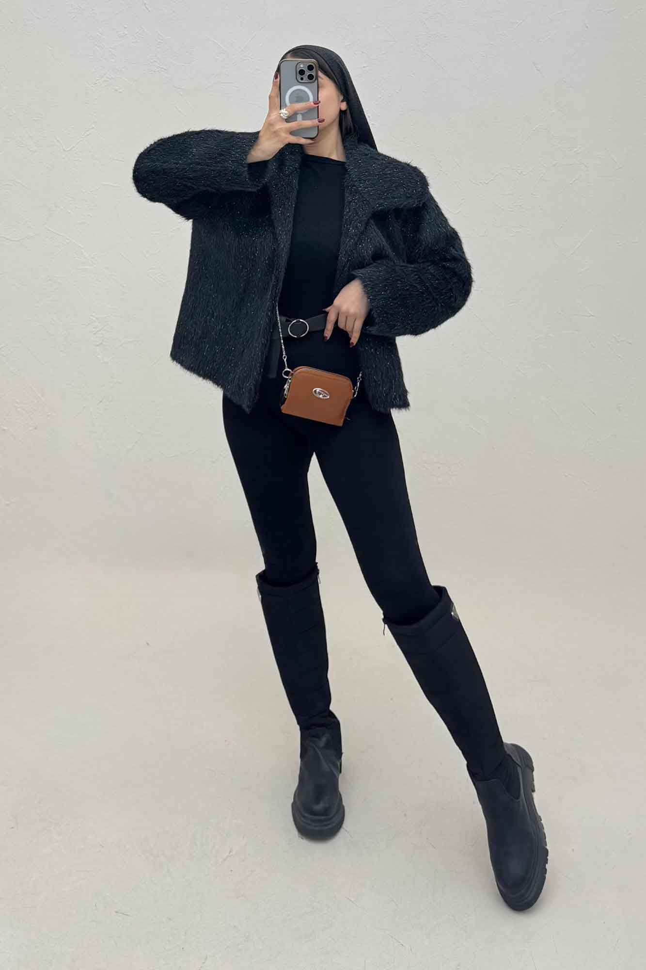 کت خز شاینی آستردار یقه آرشال