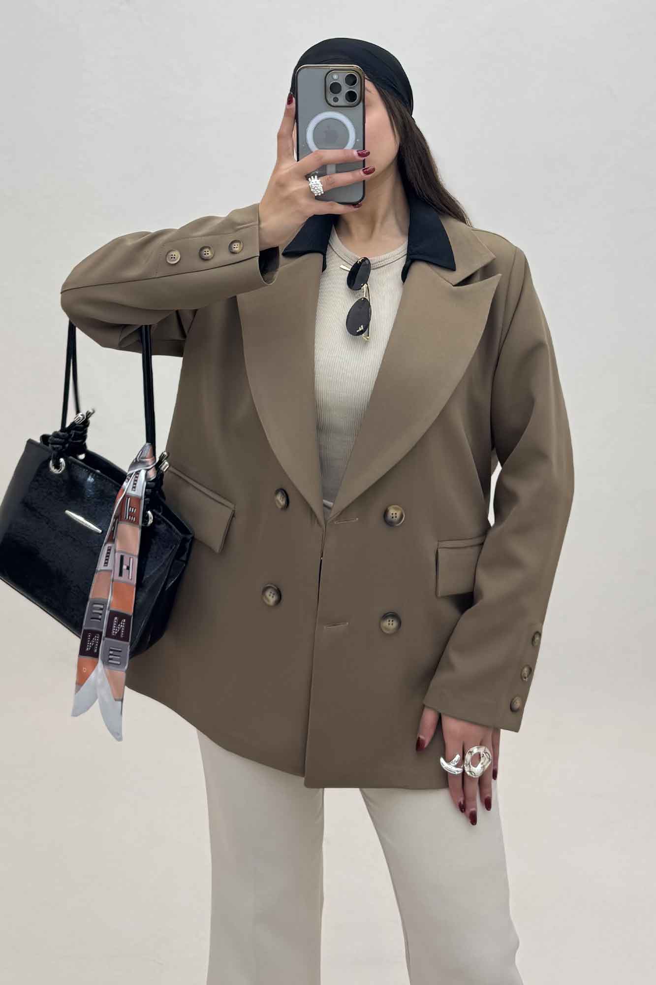 کت مازراتی یقه انگلیسی سر آستین دکمه