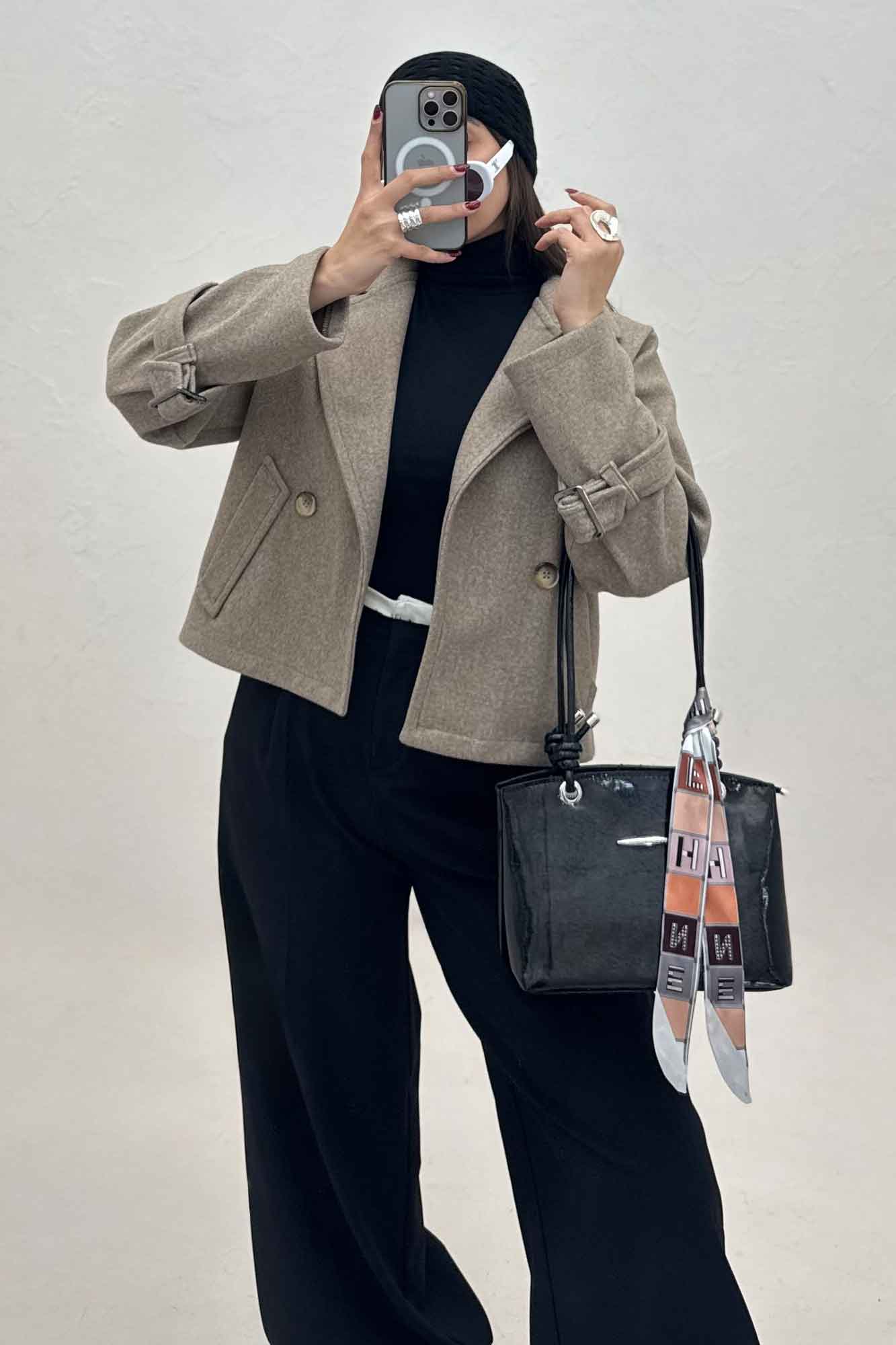 کت فوتر یقه انگلیسی آستین سگک PRADAS