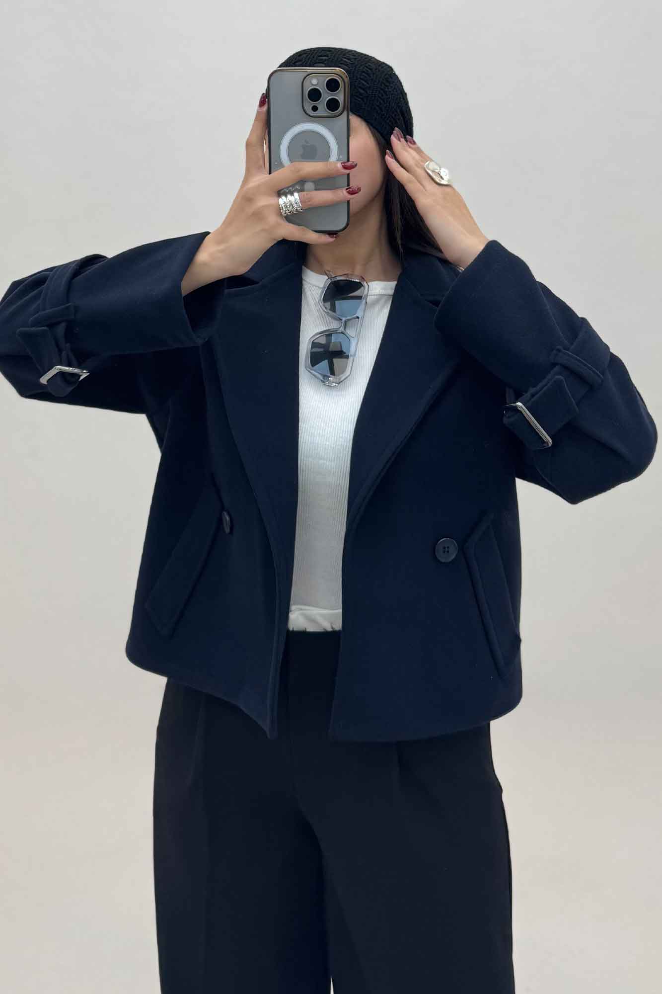 کت فوتر یقه انگلیسی آستین سگک PRADAS