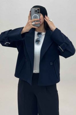 کت فوتر یقه انگلیسی آستین سگک PRADAS