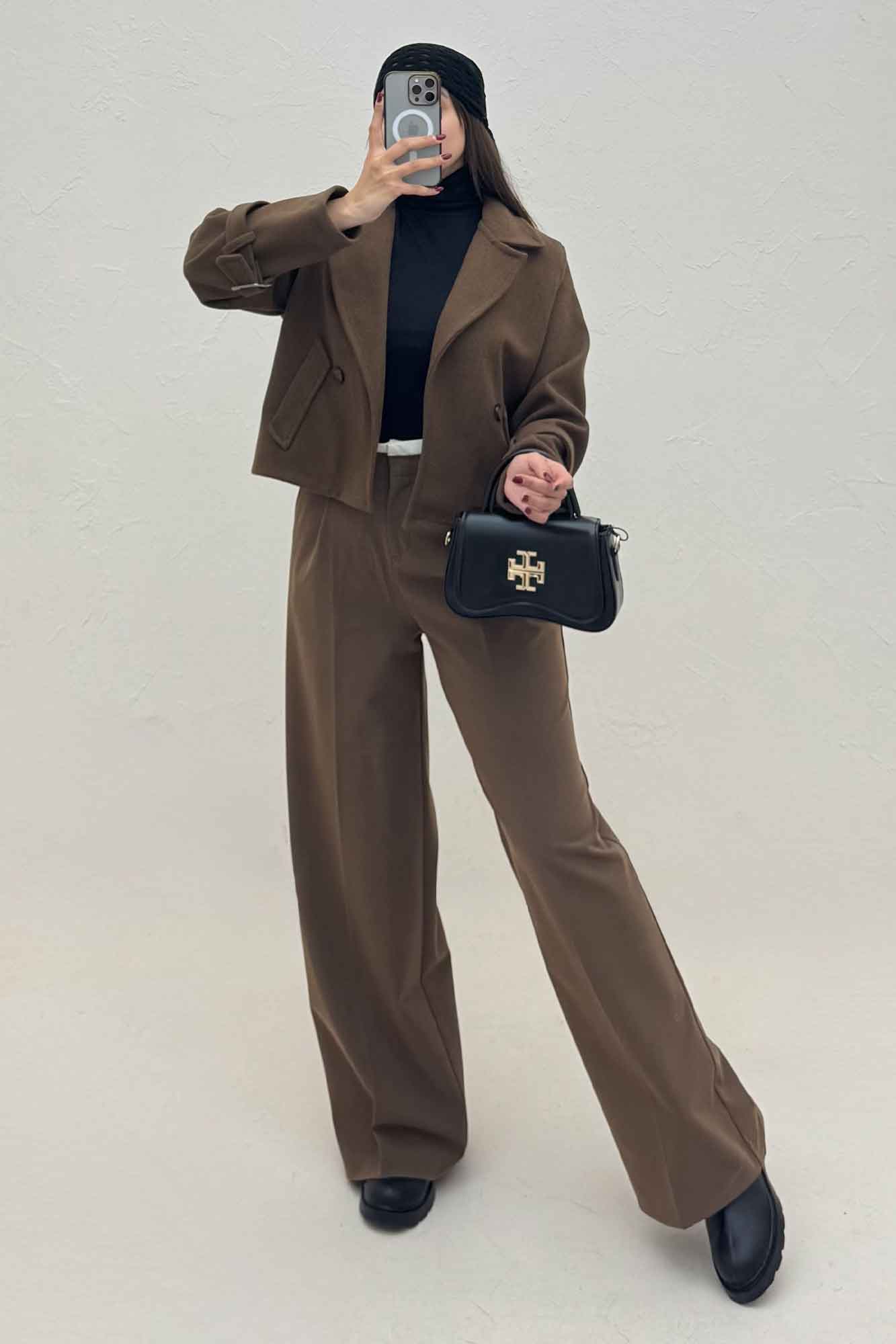 کت فوتر یقه انگلیسی آستین سگک PRADAS