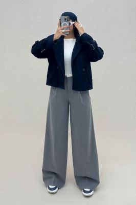 کت فوتر یقه انگلیسی آستین سگک PRADAS