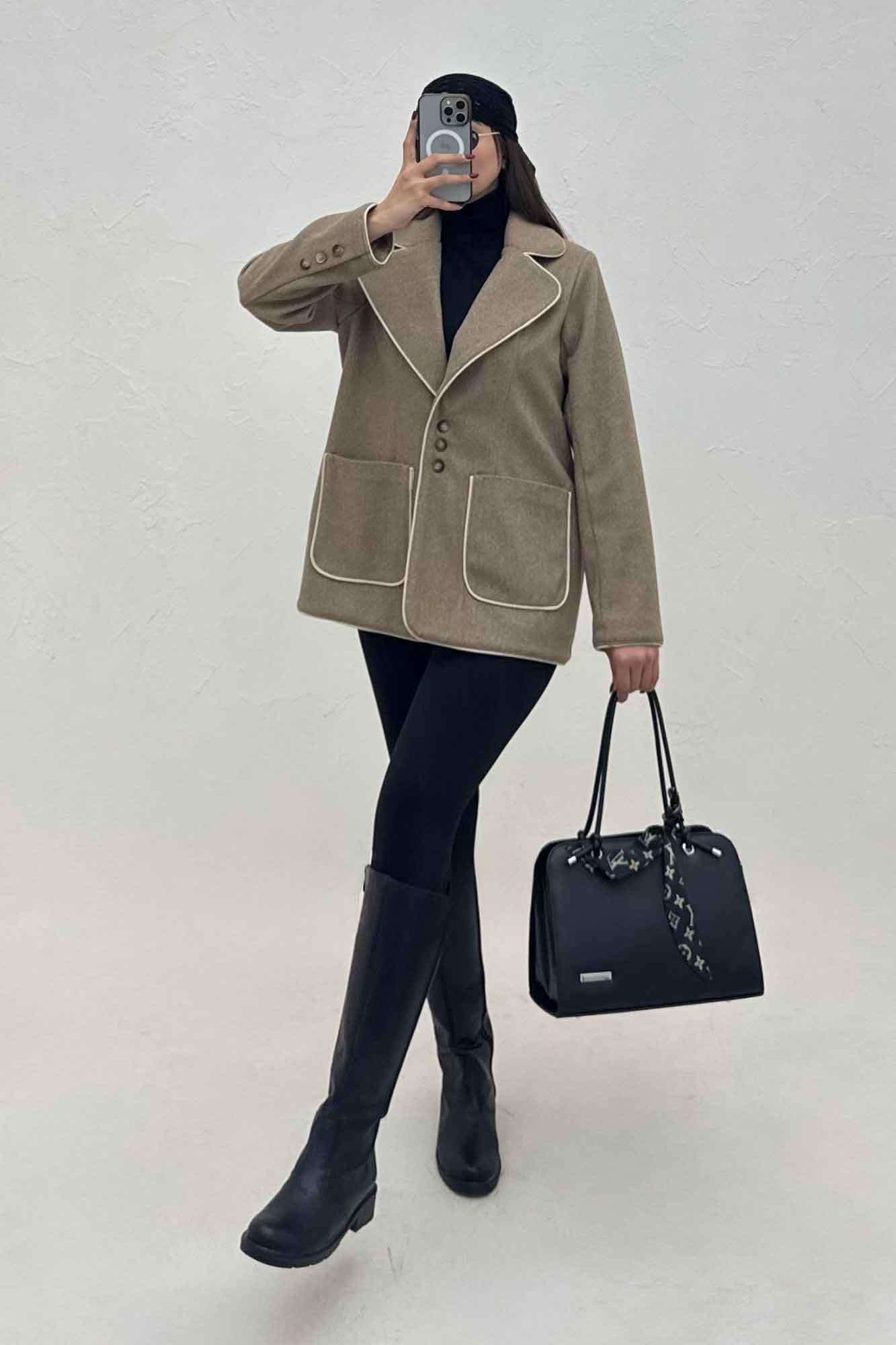 کت فوتر مغزی دوزی آستردار دو جیب