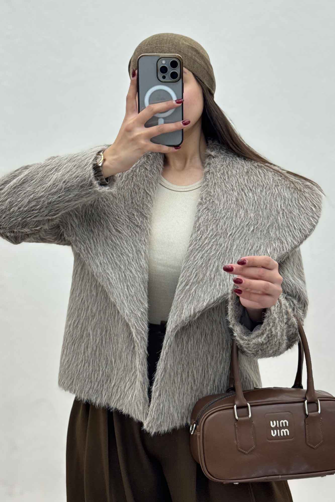 کت خز آستردار یقه پهن