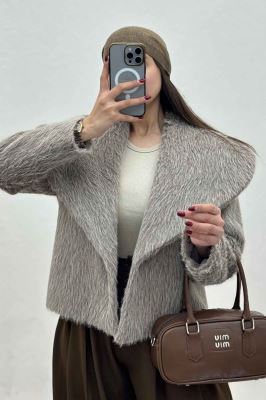 کت خز آستردار یقه پهن