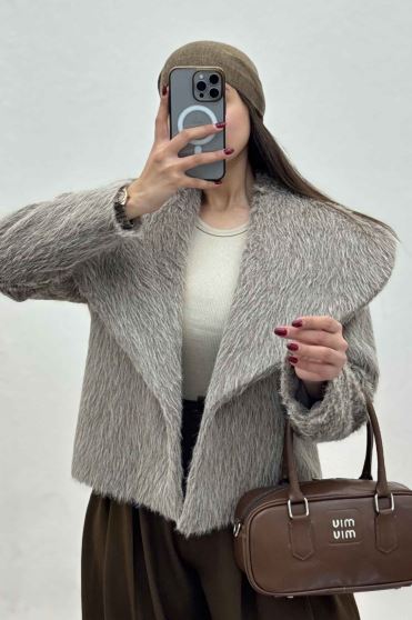 کت خز آستردار یقه پهن