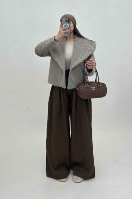 کت خز آستردار یقه پهن