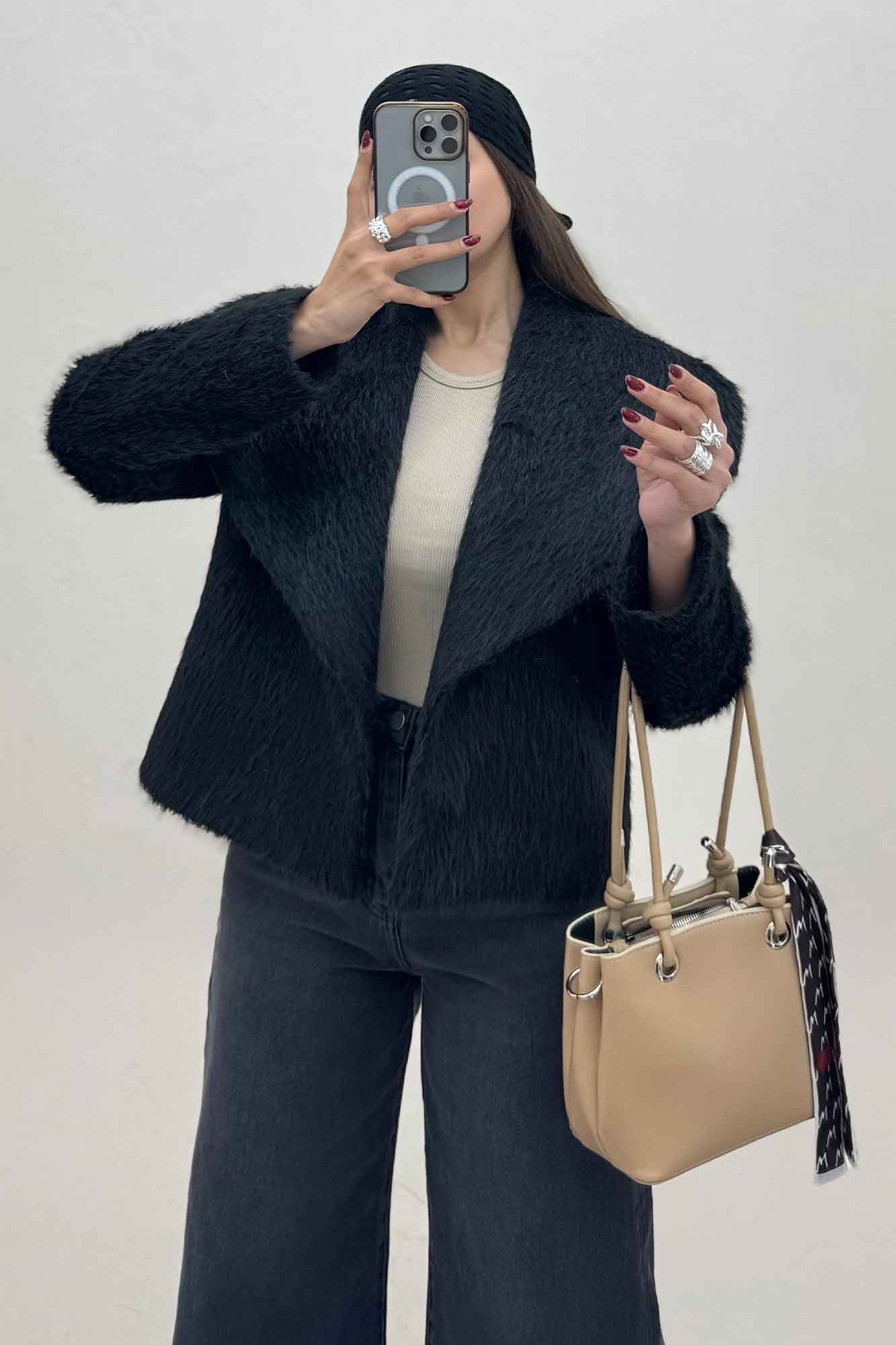 کت خز آستردار یقه پهن