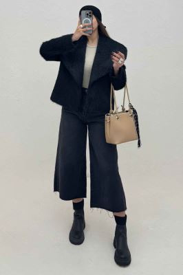 کت خز آستردار یقه پهن