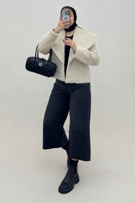 کت خز آستردار یقه پهن