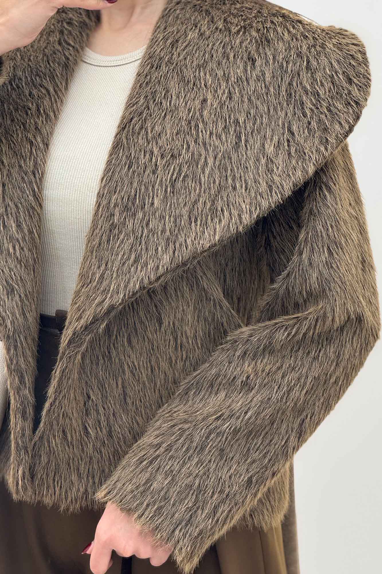 کت خز آستردار یقه پهن