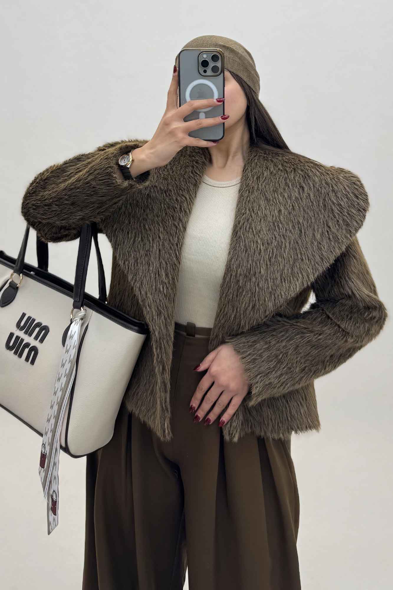 کت خز آستردار یقه پهن