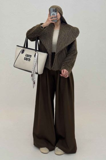 کت خز آستردار یقه پهن