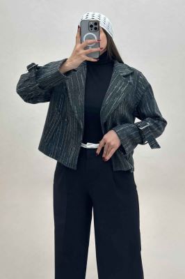 کت فوتر خط چین دار دو جیب خطی