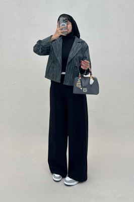 کت فوتر خط چین دار دو جیب خطی