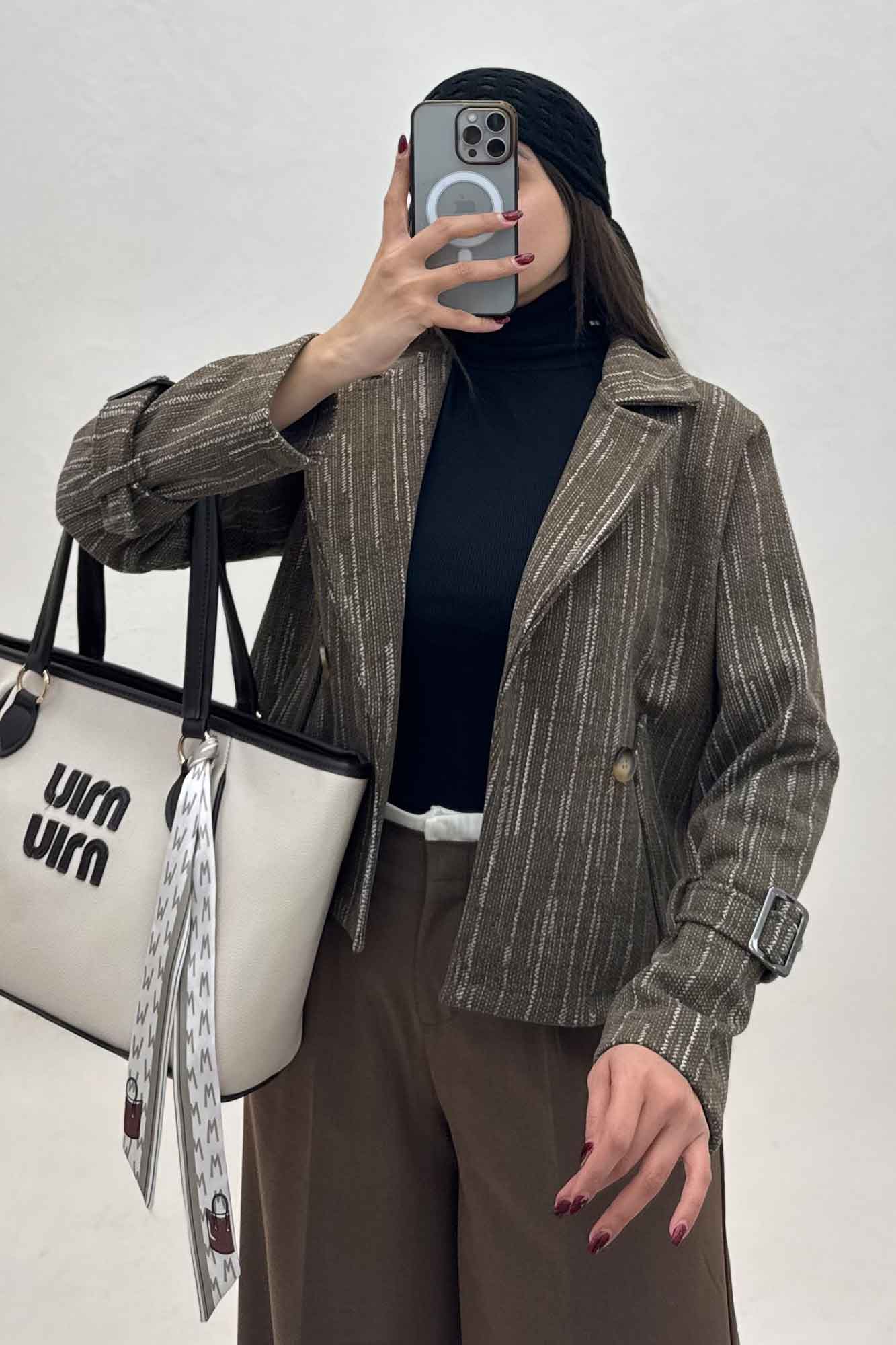 کت فوتر خط چین دار دو جیب خطی